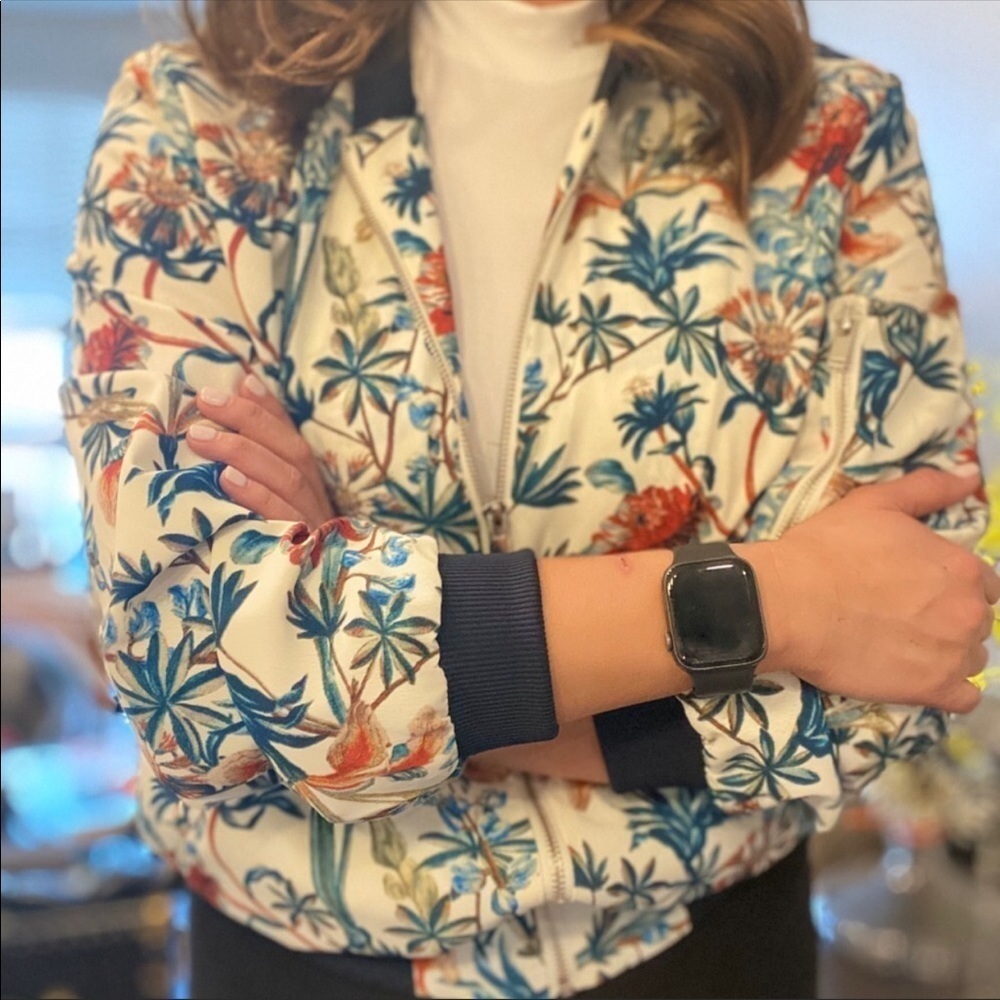 PHILOSOPHY Floral Satin Bomber Jacket S